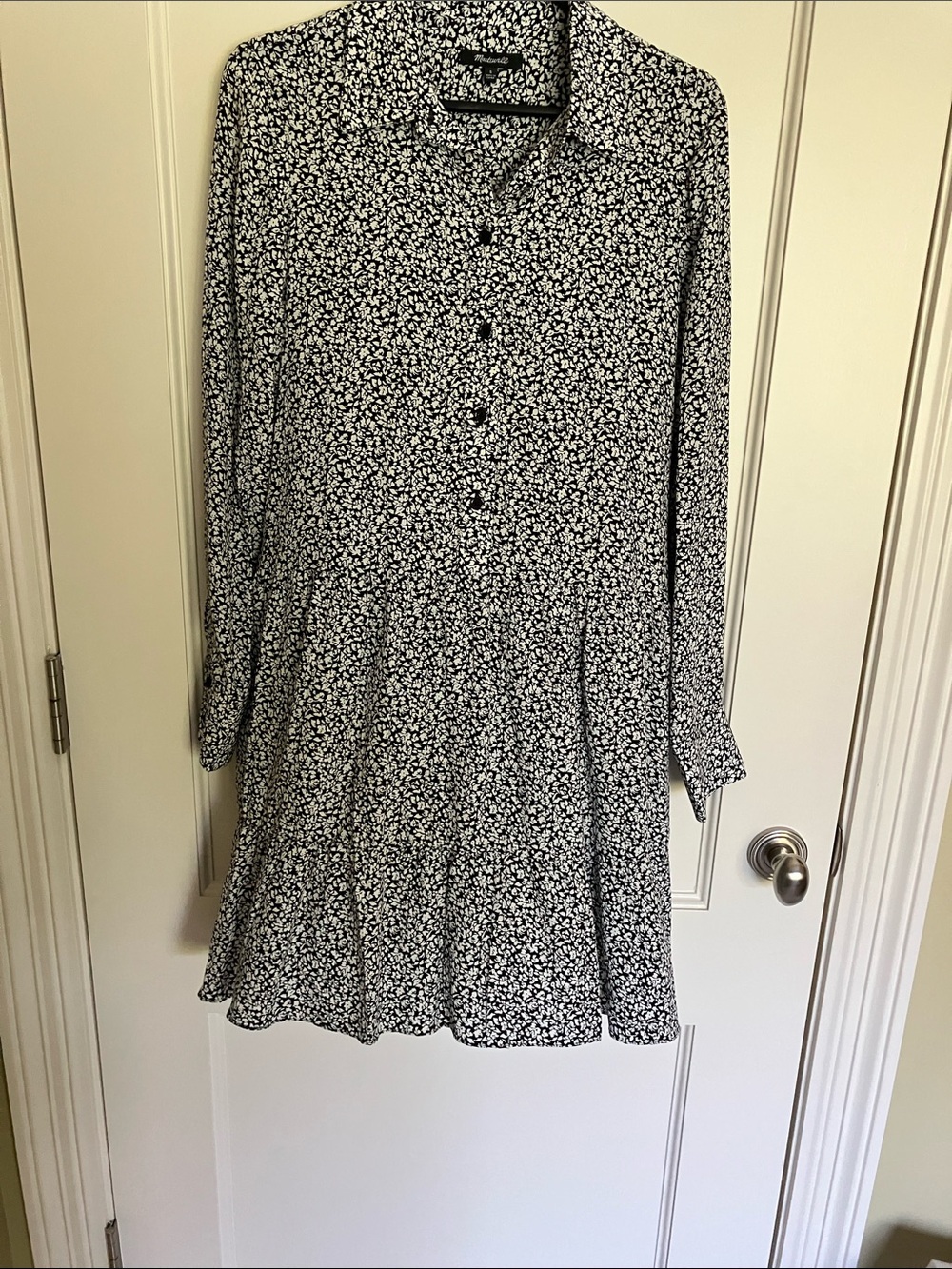 Madewell Black and White Floral Shirt Dress